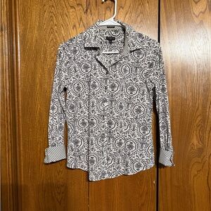 Talbots Women’s Black and White Paisley Shirt